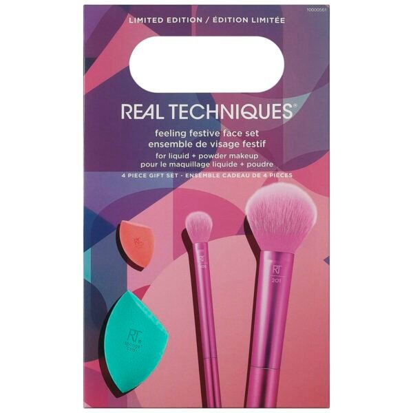 Bilde av Sett med Sminkebørster Real Techniques Feeling Festive Face 4 Deler - Kjøp Real Techniques produkter online.