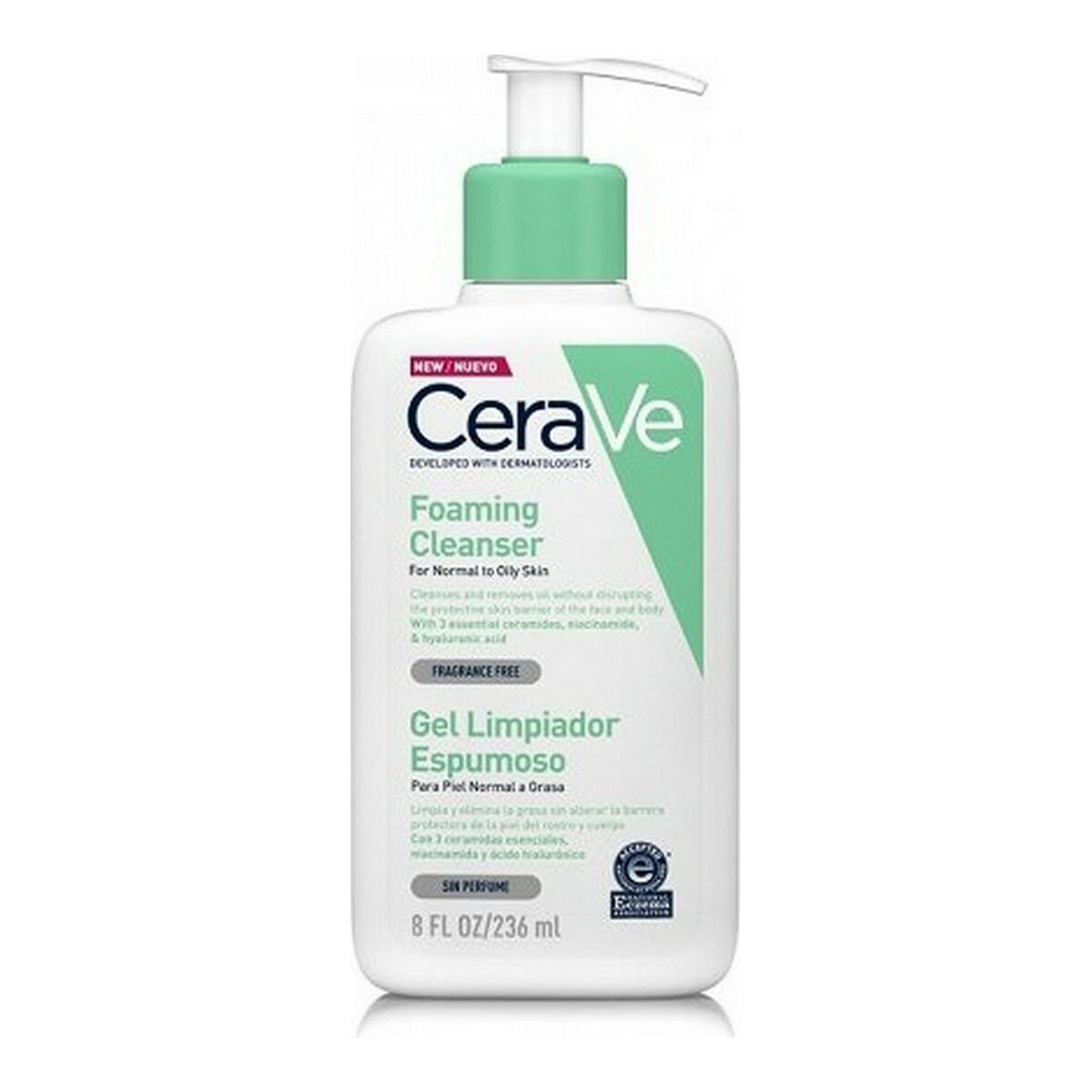 Skummende Rensegel CeraVe Foaming Cleanser 236 ml av CeraVe - Beste tilbud på Parfymer Kosmetikk Bilde av Skummende Rensegel CeraVe Foaming Cleanser 236 ml - Kjøp CeraVe produkter online.