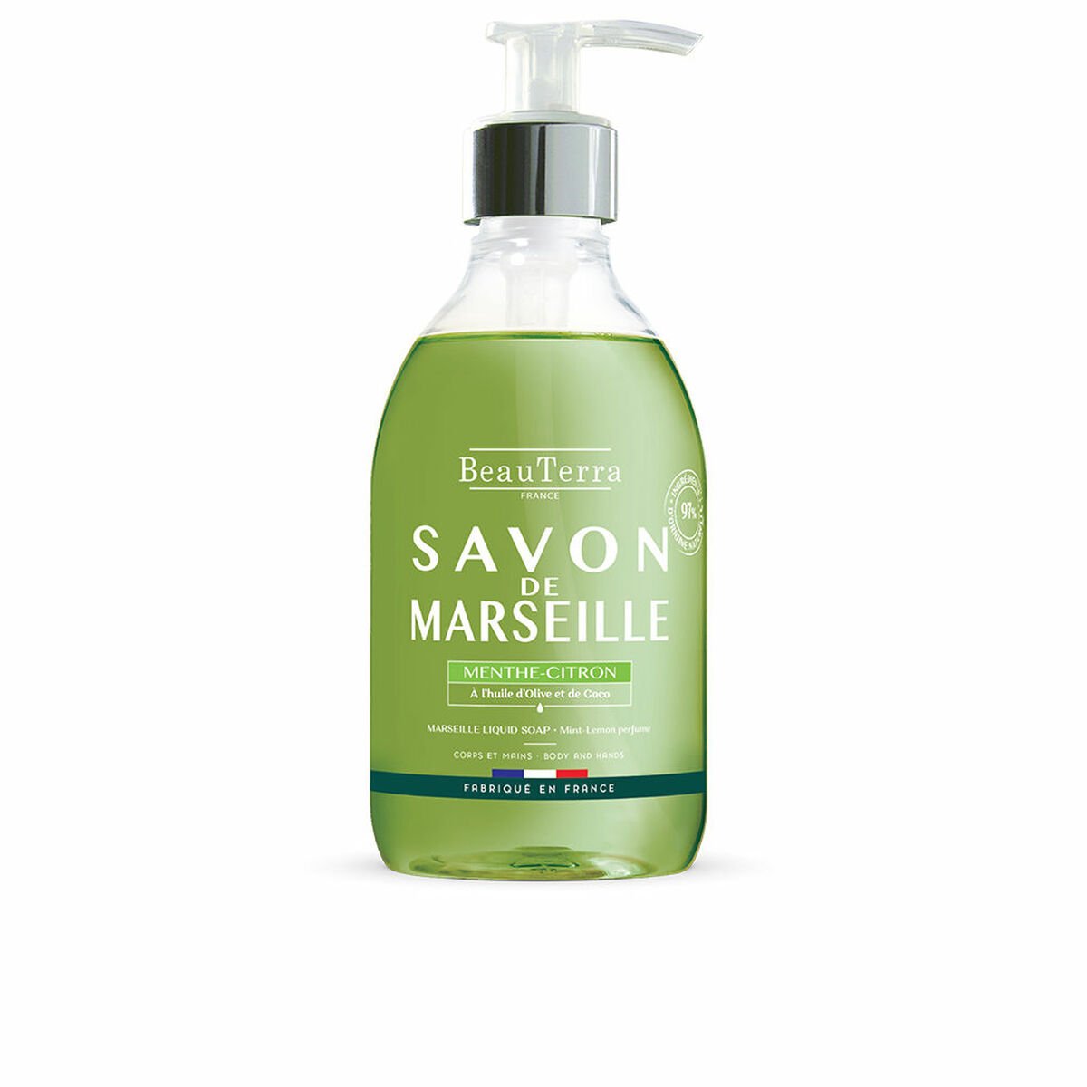 Bilde av Flytende såpe Beauterra Marseille Hender Universal Sitron Mint 300 ml - Kjøp Beauterra produkter online.