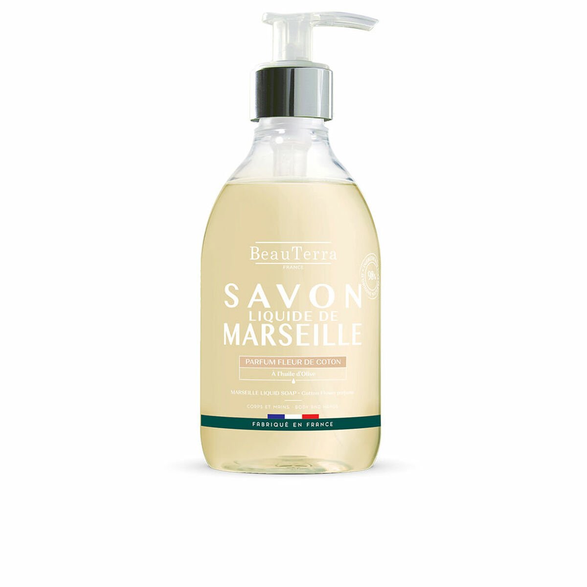 Bilde av Flytende såpe Beauterra Savon de Marseille Bomullsblomst 300 ml - Kjøp Beauterra produkter online.