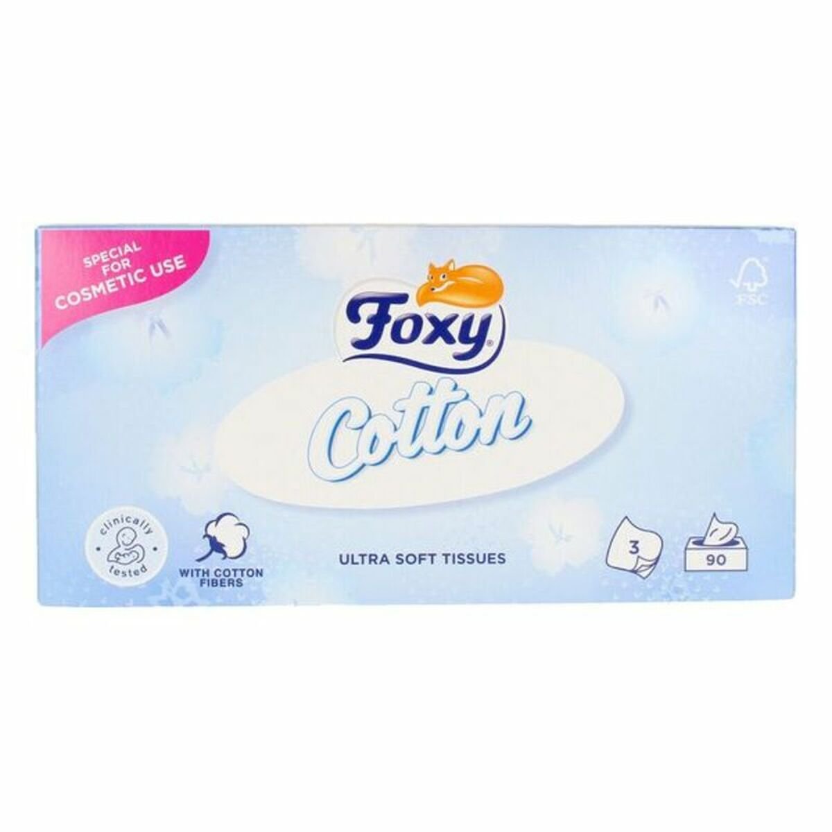 Bilde av Lommetørklær Facial Cotton Foxy (90 enheter) - Kjøp Foxy produkter online.