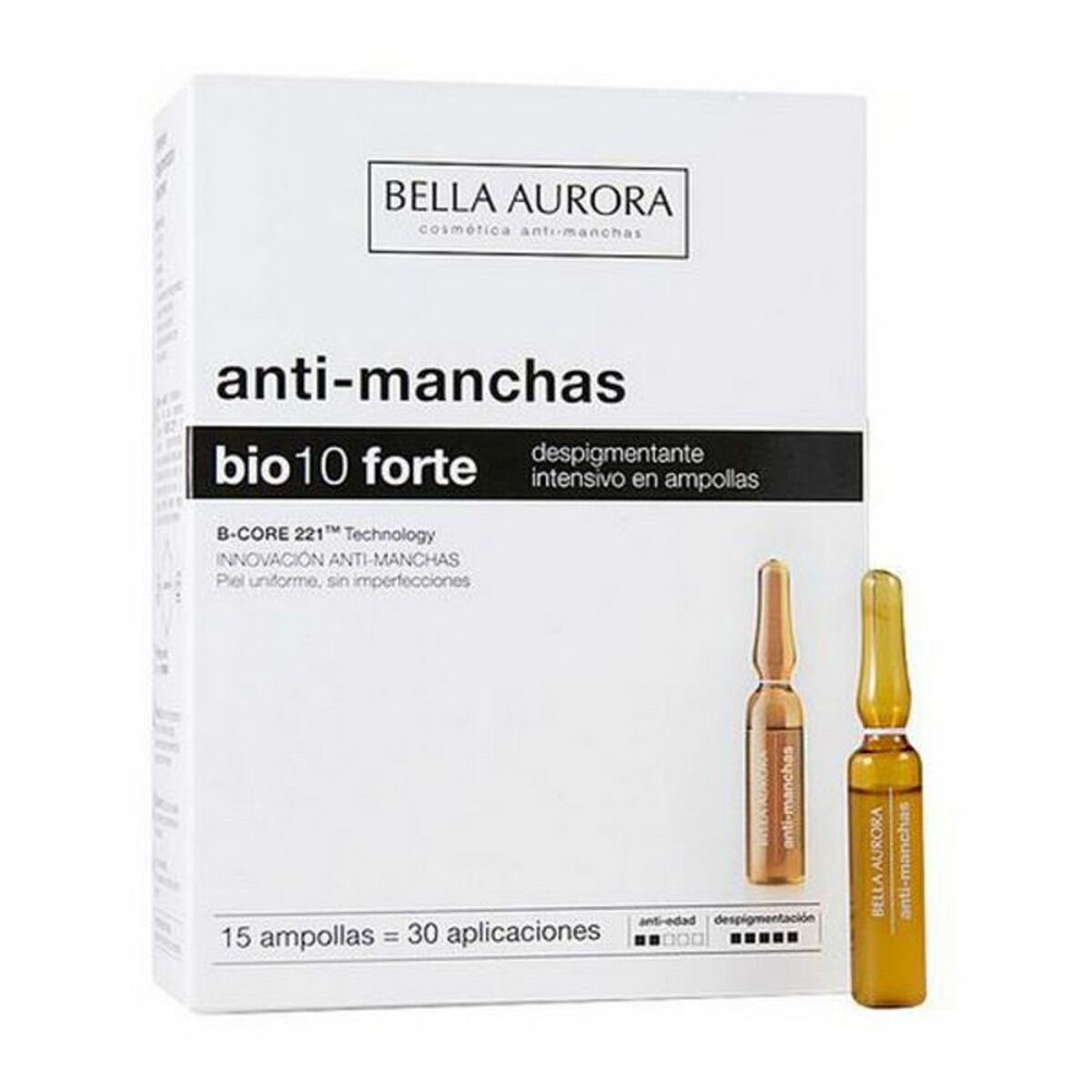 Bilde av Behandling mot brune flekker Bella Aurora Bio10 forte (15 x 4 ml) - Kjøp Bella Aurora produkter online.