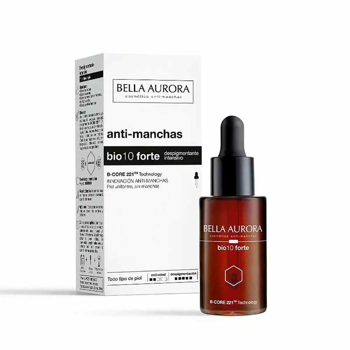 Bilde av Anti-pigment serum Bella Aurora Bio10 Forte Behandling mot brune flekker (30 ml) - Kjøp Bella Aurora produkter online.