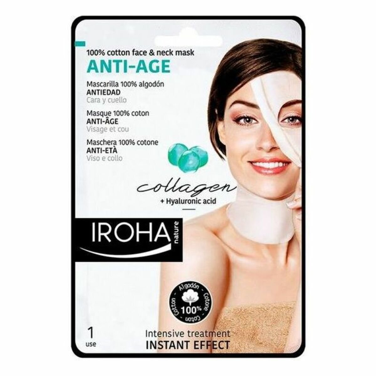 Bilde av Anti-aldrende Revitaliserende Maske Cotton Face & Neck Iroha Cotton Face Neck Mask (1 enheter) - Kjøp Iroha produkter online.