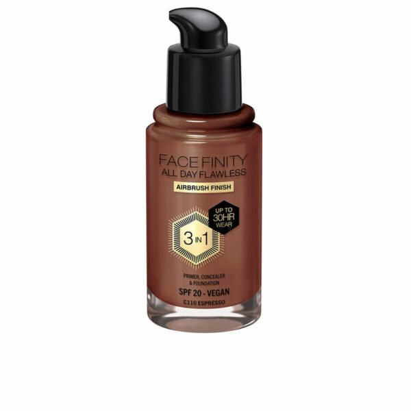 Kremet foundation Max Factor Face Finity All Day Flawless 3-i-1 Spf 20 Nº C110 Espresso 30 ml