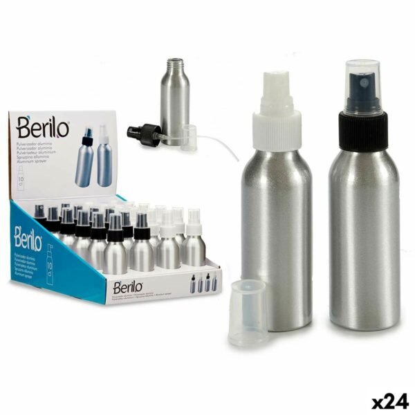 Sprayflaske Berilo CH9979-2 Hvit Svart Gjennomsiktig Sølv Aluminium polypropylen 100 ml (24 enheter)
